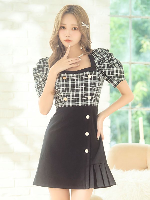 画像15: チェックハイウエストワンピース/キャバドレス【S-Mサイズ/1カラー】[HC02] 【YN】dzw