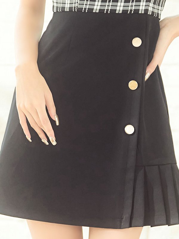 画像6: チェックハイウエストワンピース/スクエアネック/ボタン/フレアー/ミニドレス/キャバドレス【S-Mサイズ/1カラー】[HC02] 【YN】dzw