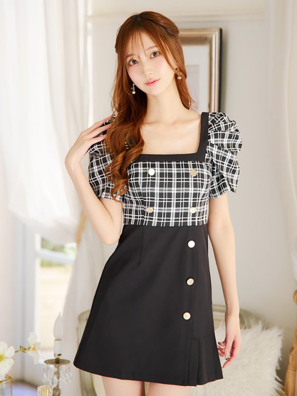 画像11: チェックハイウエストワンピース/キャバドレス【S-Mサイズ/1カラー】[HC02] 【YN】dzw