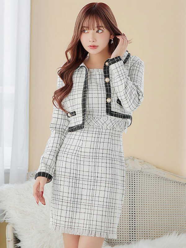 画像7: 【訳あり商品】※※ジャケットのみ//裾裏汚れあり※※ジャケット付きセットアップドレス/ツイード/胸元隠し/ノースリーブ/タイト/ミニドレス/キャバドレス[OF03] 【YN】dzw BBB-JKT004YNdzw