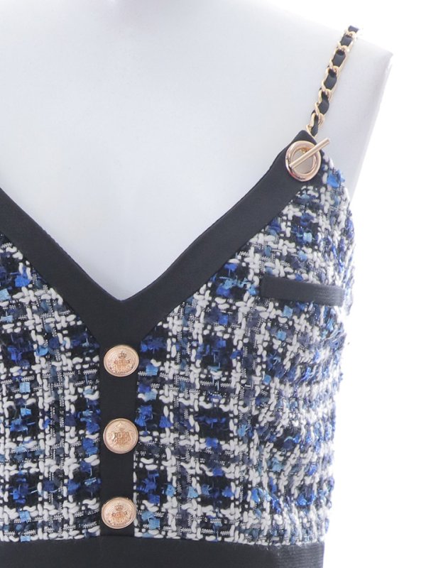 画像16: ツイードチェーンキャミソールドレス/谷間見せ/背中見せ/ミニドレス/キャバドレス【XS-Mサイズ/1カラー】[HC02] 【YN】dzw