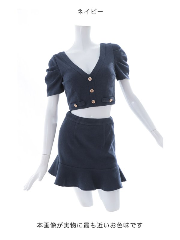 画像21: SALE!パフスリーブワッフルドレス/マーメイド/セットアップ/2ピース/谷間見せ/ミニドレス/キャバドレス【XS-Mサイズ/1カラー】[OF03] 【YN】dzw