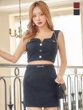 SALE!ワンカラーセットアップ/2ピース/ノースリーブ/谷間見せ/ミニドレス/キャバドレス【XS-Mサイズ/2カラー】[OF03] 【YN】dzw