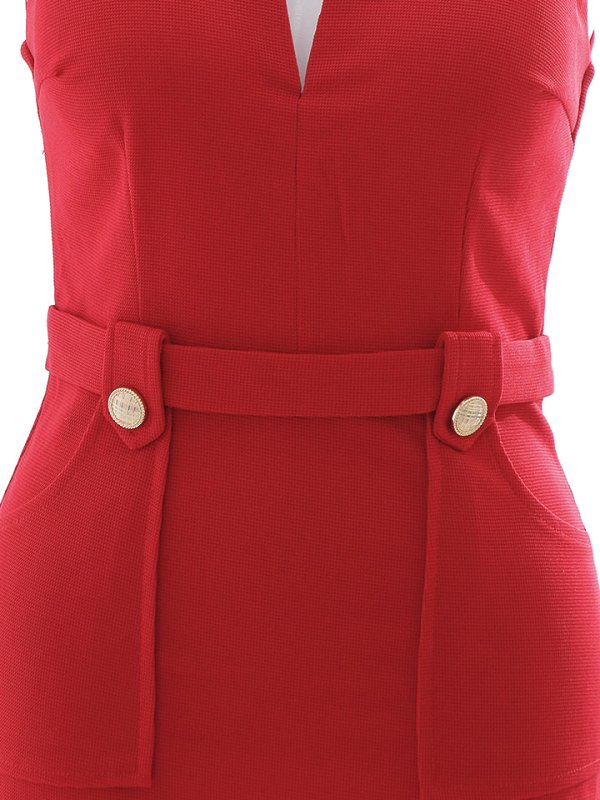 画像17: ワンカラーカジュアルドレス/ワッフル/ノースリーブ/ボタン/ポケット/Vカット/谷間見せ/背中見せ/ミニドレス/キャバドレス【XS-Mサイズ/1カラー】[HC02-U] 【YN】