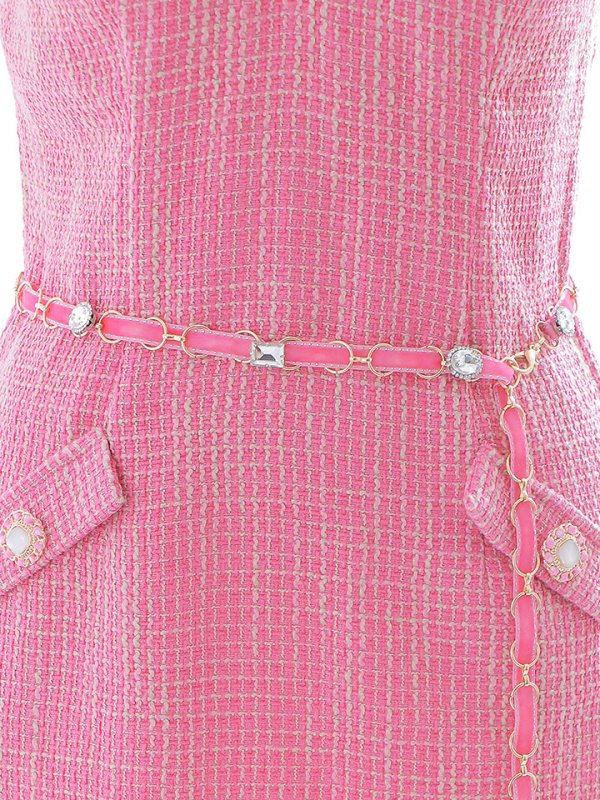 画像25: SALE!ビジューベルトキャミドレス/キャミソール/ノースリーブ/ツイード/チェック柄/ビジュー/ミニドレス/キャバドレス【XS-Mサイズ/1カラー】[HC02] 【YN】dzj