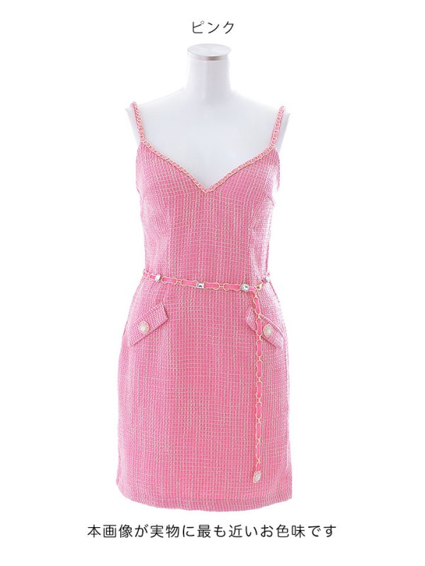 画像21: SALE!ビジューベルトキャミドレス/キャミソール/ノースリーブ/ツイード/チェック柄/ビジュー/ミニドレス/キャバドレス【XS-Mサイズ/1カラー】[HC02] 【YN】dzj