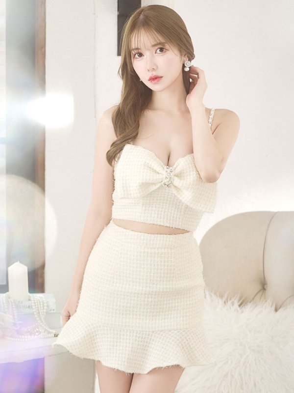 画像12: 【送料無料！】セットアップマーメイドミニドレス/リボン/ビジュー/キャミ/谷間見せ/背中見せ/ミニドレス/キャバドレス 【XS-Mサイズ/3カラー】[HC02-X]【YN】dzt