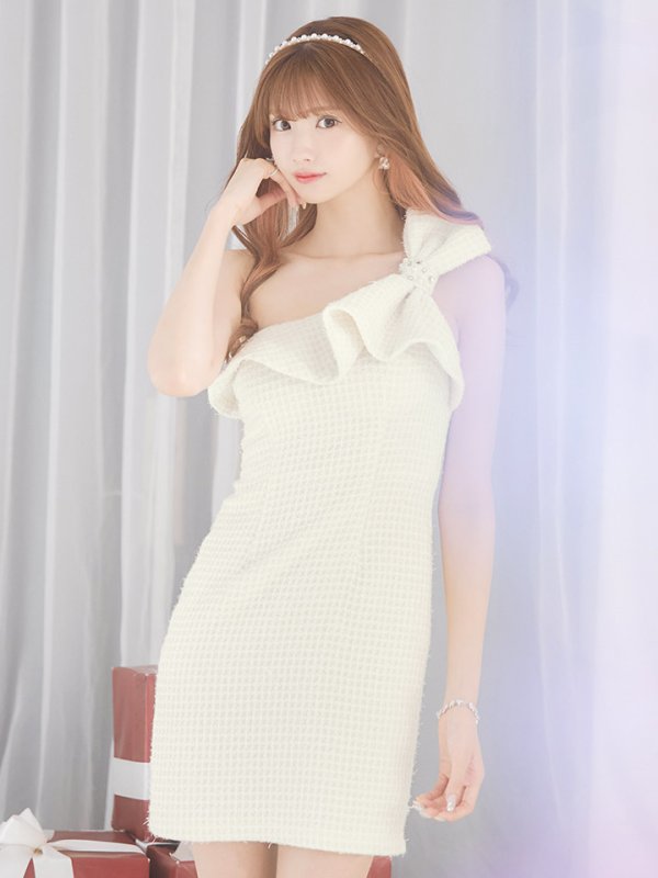 画像5: 【送料無料！】ワンショルツイードミニドレス/タイト/胸元隠し/背中見せ/ビジュー/ミニドレス/キャバドレス【XS-Mサイズ/3カラー】[HC02-X] 【YN】dzj