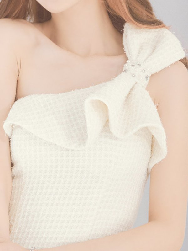 画像6: 【送料無料！】ワンショルツイードミニドレス/タイト/胸元隠し/背中見せ/ビジュー/ミニドレス/キャバドレス【XS-Mサイズ/3カラー】[HC02-X] 【YN】dzj