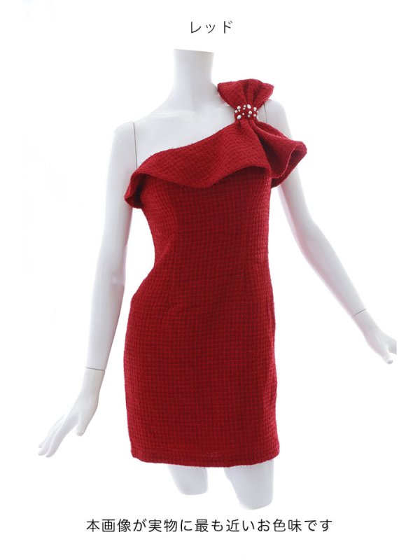 画像28: 【送料無料！】ワンショルツイードミニドレス/タイト/胸元隠し/背中見せ/ビジュー/ミニドレス/キャバドレス【XS-Mサイズ/3カラー】[HC02-X] 【YN】dzj