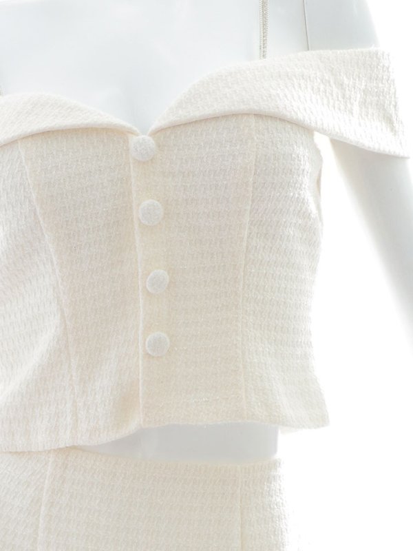 画像17: 【送料無料！】ラメツイードドレス/セットアップ/2ピース/オフショルダー/チェック柄/マーメイドスカート/ビジューストラップ/ボタン/谷間見せ/背中見せ/ミニドレス/キャバドレス【XS-Lサイズ/2カラー】[HC02-X] 【YN】dzy