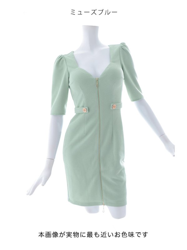 画像25: ジップアップドレス/ワッフル生地/ボタン/谷間見せ/背中隠し/ミニドレス/キャバドレス【XS-Lサイズ/3カラー】[HC02-X] 【YN】dzj