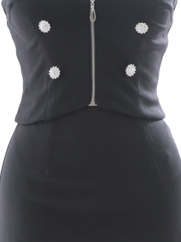 画像23: SALE!フロントジップキャミソールドレス/ビジュー/ボタン/セットアップ/ミニドレス/キャバドレス【XS-Mサイズ/1カラー】[OF03] 【YN】dzj