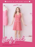 SALE!ノースリーブAラインミニドレス/Vカット/ボタン/谷間見せ/背中見せ/ミニドレス/キャバドレス【XS-Mサイズ/1カラー】[OF03] 【YN】dzc