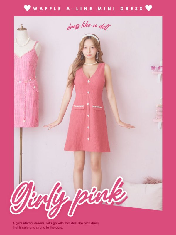 画像1: SALE!ノースリーブAラインミニドレス/Vカット/ボタン/谷間見せ/背中見せ/ミニドレス/キャバドレス【XS-Mサイズ/1カラー】[OF03] 【YN】dzc