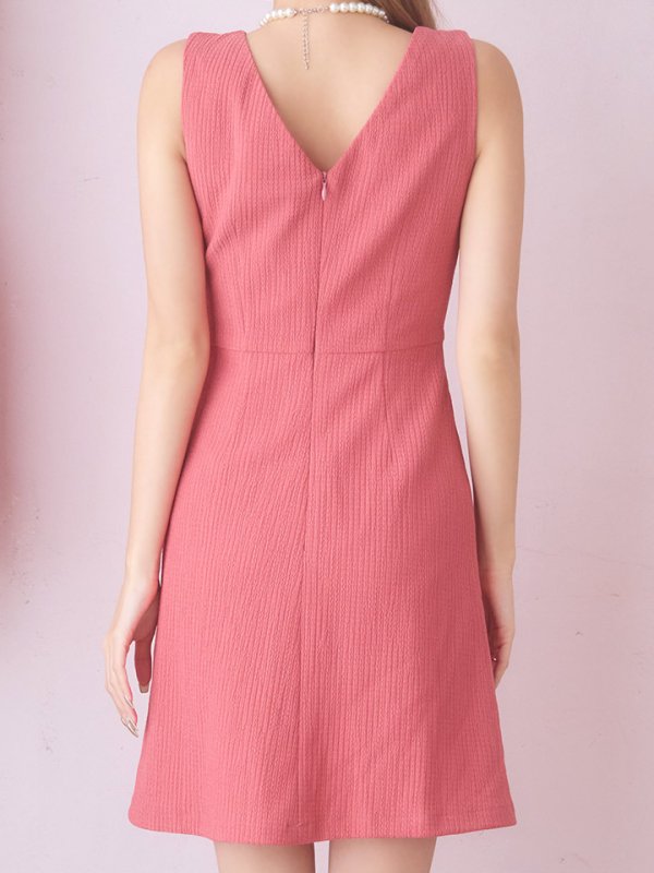 画像6: SALE!ノースリーブAラインミニドレス/Vカット/ボタン/谷間見せ/背中見せ/ミニドレス/キャバドレス【XS-Mサイズ/1カラー】[HC02] 【YN】dzc