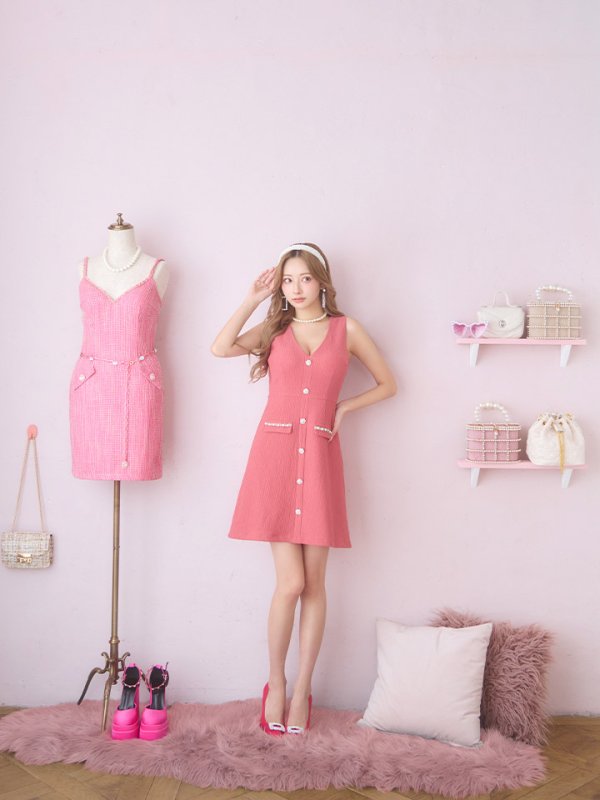 画像15: SALE!ノースリーブAラインミニドレス/Vカット/ボタン/谷間見せ/背中見せ/ミニドレス/キャバドレス【XS-Mサイズ/1カラー】[HC02] 【YN】dzc