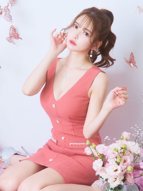 画像9: SALE!ノースリーブAラインミニドレス/Vカット/ボタン/谷間見せ/背中見せ/ミニドレス/キャバドレス【XS-Mサイズ/1カラー】[HC02] 【YN】dzc