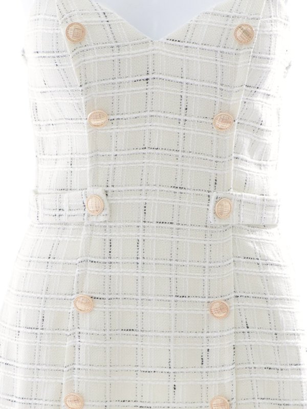 画像18: ノースリーブツイードワンピース/チェック柄/ボタン/谷間見せ/ミニドレス/キャバドレス【XS-Mサイズ/1カラー】[HC02] 【YN】dzw