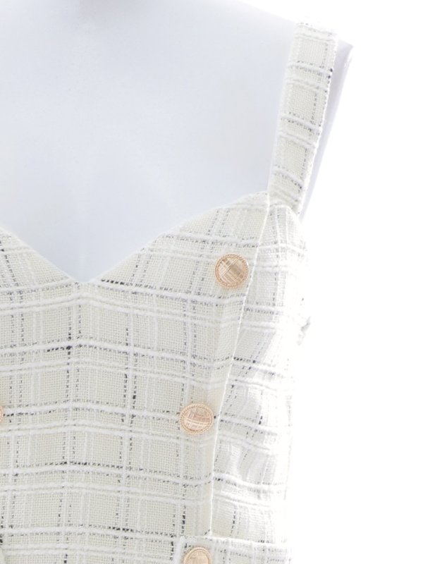 画像16: ノースリーブツイードワンピース/チェック柄/ボタン/谷間見せ/ミニドレス/キャバドレス【XS-Mサイズ/1カラー】[HC02] 【YN】dzw