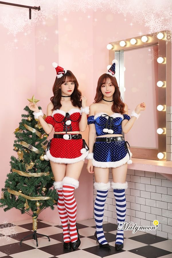 画像5: 【即日発送】【クリスマスコスプレ9点セット】【Malymoon/マリームーン】ラメドットサンタクロースコスチューム【フリーサイズ/2カラー】[YMT]