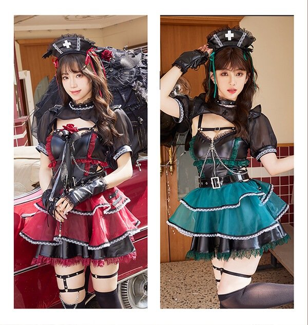 画像13: 【即日発送】ホーンテッドブラックレザーナース【マリームーン】【ハロウィンコスプレ6点セット】【フリーサイズ/2カラー】[OF04]