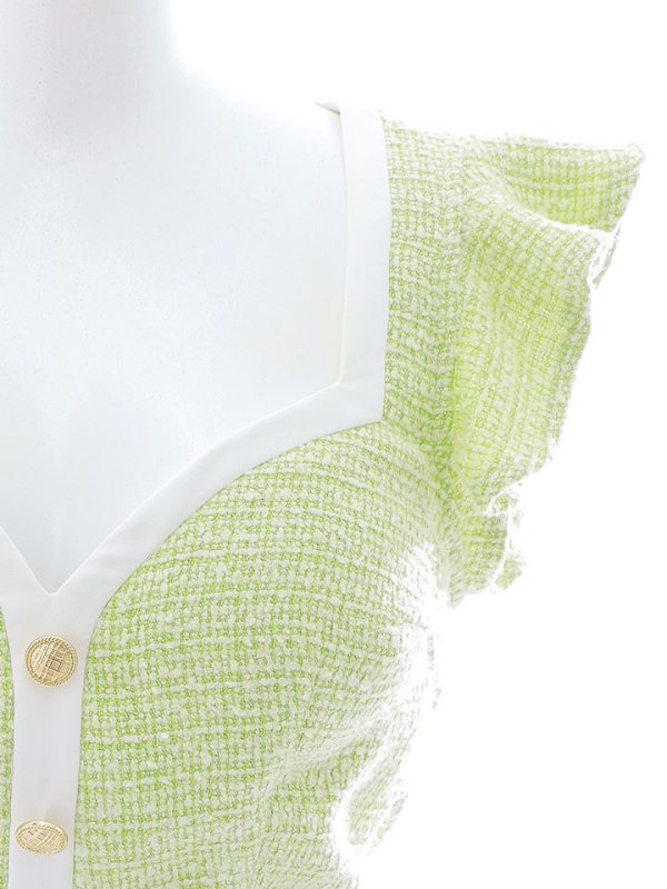 画像18: 【送料無料！】ツイードセットアップ/フリル袖/パイピング/ボタン/ベルト/タイト/谷間見せ/背中隠し/ミニドレス/キャバドレス【XS-Mサイズ/1カラー】[OF03-X] 【YN】dzy