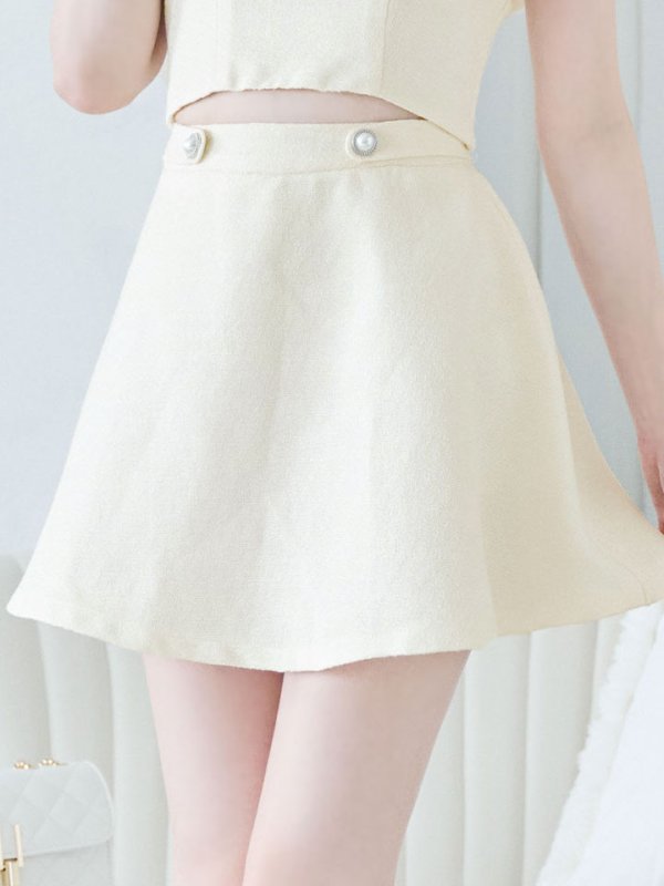 画像6: 【送料無料！】キャミツイードセットアップ/オフショルダー/パール紐/パールボタン/オフショルラップ/フレアスカート/胸元隠し/背中隠し/ミニドレス/キャバドレス【XS-Mサイズ/2カラー】[OF03-X]【YN】dzw