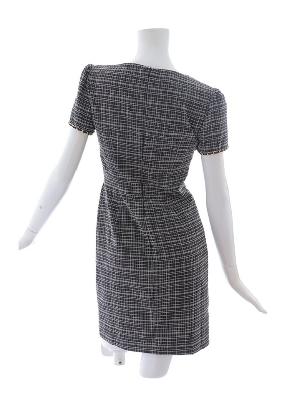 画像36: ツイードミニドレス/スクエアネック/ツイード /チェーン/タイトスカート/谷間見せ/背中隠し/キャバドレス/ミニドレス【XS-XLサイズ/3カラー】[OF03] 【YN】dzw