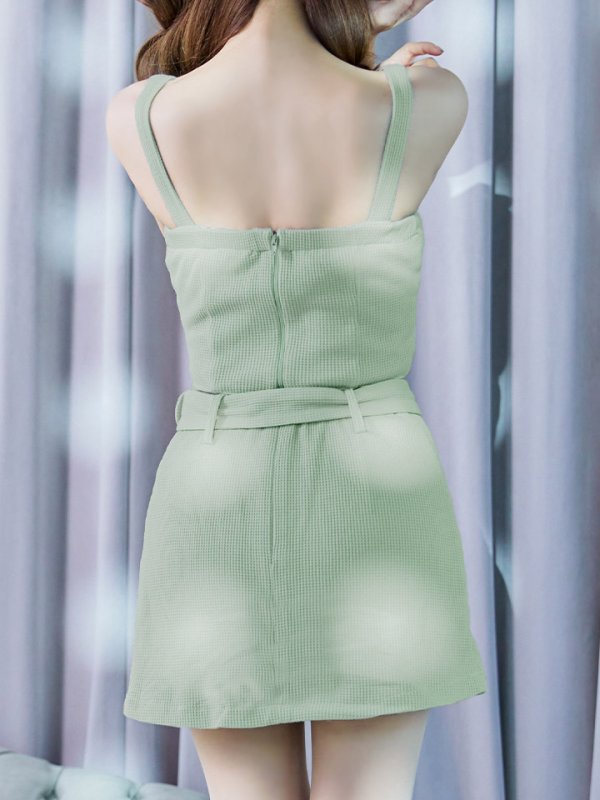 画像7: キャミソール/セットアップ/ベルト/パール/ワッフル生地/ミニドレス/キャバドレス【S-Mサイズ/2カラー】[OF03] 【YN】dzw