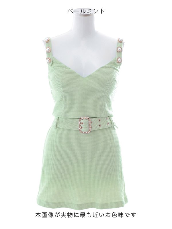 画像21: キャミソール/セットアップ/ベルト/パール/ワッフル生地/ミニドレス/キャバドレス【S-Mサイズ/2カラー】[OF03] 【YN】dzw