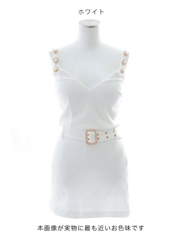 画像22: キャミソール/セットアップ/ベルト/パール/ワッフル生地/ミニドレス/キャバドレス【S-Mサイズ/2カラー】[OF03] 【YN】dzw