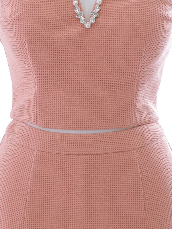 画像17: 【送料無料！】ワッフルセットアップドレス/ビジュー/キャミソール/ノースリーブ/マーメイドスカート/谷間見せ/背中見せ/ミニドレス/キャバドレス【XS-Mサイズ/1カラー】[OF03-X] 【YN】dzw