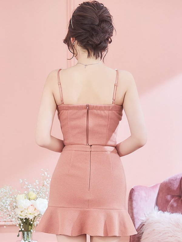 画像7: 【送料無料！】ワッフルセットアップドレス/ビジュー/キャミソール/ノースリーブ/マーメイドスカート/谷間見せ/背中見せ/ミニドレス/キャバドレス【XS-Mサイズ/1カラー】[OF03-X] 【YN】dzw