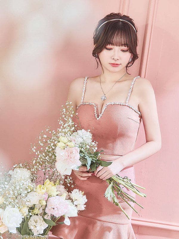 画像10: 【送料無料！】ワッフルセットアップドレス/ビジュー/キャミソール/ノースリーブ/マーメイドスカート/谷間見せ/背中見せ/ミニドレス/キャバドレス【XS-Mサイズ/1カラー】[OF03-X] 【YN】dzw