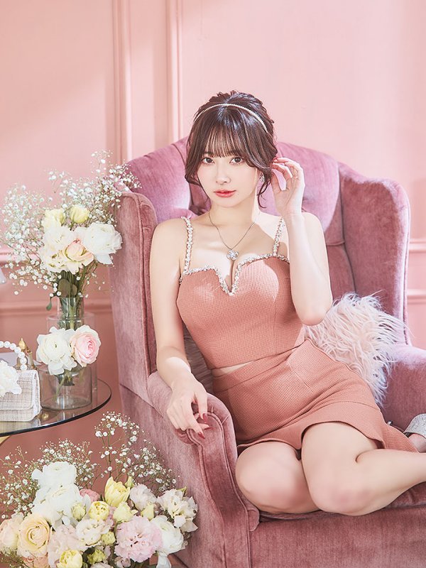 画像12: 【送料無料！】ワッフルセットアップドレス/ビジュー/キャミソール/ノースリーブ/マーメイドスカート/谷間見せ/背中見せ/ミニドレス/キャバドレス【XS-Mサイズ/1カラー】[OF03-X] 【YN】dzw