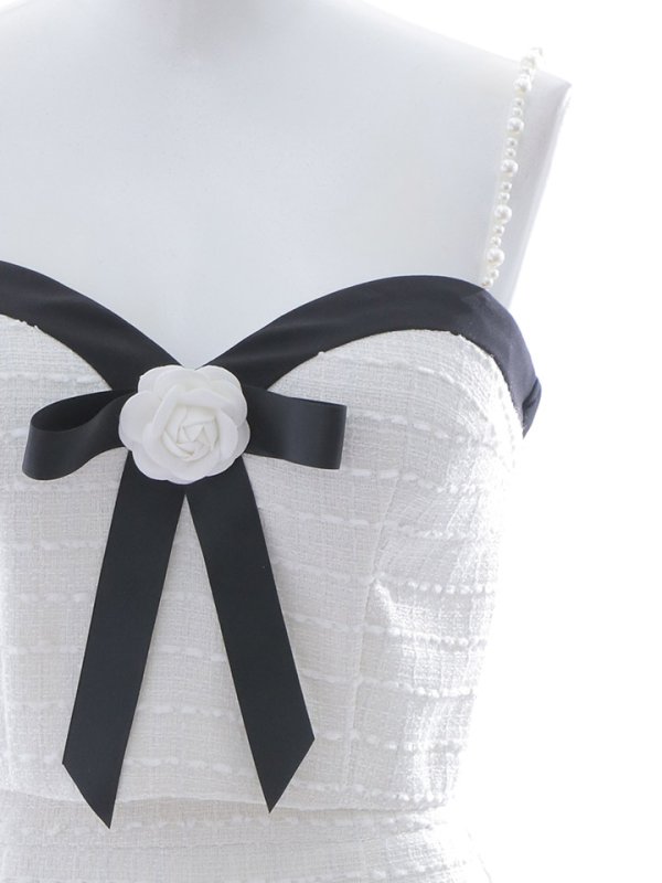 画像38: マーメイドツイードドレス/ノースリーブ/フラワーモチーフブローチ/谷間見せ/背中隠し/ミニドレス/キャバドレス【S-Mサイズ/1カラー】【複数品番】[OF03] 【YN】dzw