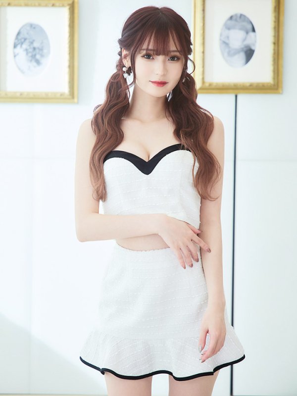 画像25: マーメイドツイードドレス/ノースリーブ/フラワーモチーフブローチ/谷間見せ/背中隠し/ミニドレス/キャバドレス【S-Mサイズ/1カラー】【複数品番】[OF03] 【YN】dzw