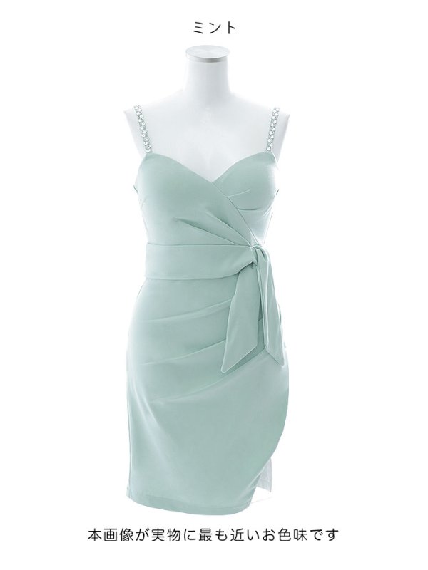画像35: キャミソールドレス/ノースリーブ/ビジュー/リボンベルト/谷間見せ/背中見せ/ミニドレス/キャバドレス【XS-Lサイズ/4カラー】[OF03] 【YN】dzj