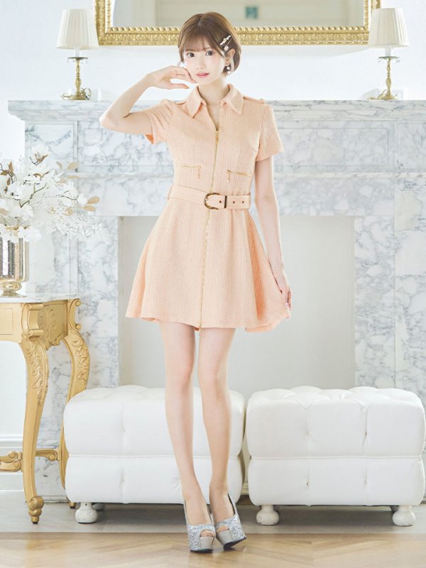 画像3: SALE!フロントジップワンピース/襟付き/ベルト/谷間隠し/背中隠し/ミニドレス/キャバドレス【XS-Lサイズ/2カラー】[OF03-X] 【YN】dzw