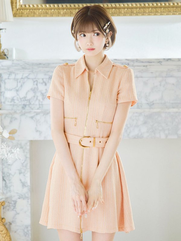 画像4: SALE!フロントジップワンピース/襟付き/ベルト/谷間隠し/背中隠し/ミニドレス/キャバドレス【XS-Lサイズ/2カラー】[OF03-X] 【YN】dzw