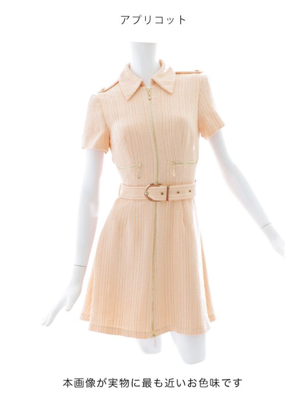 画像18: 【送料無料!】フロントジップワンピース/襟付き/ベルト/谷間隠し/背中隠し/ミニドレス/キャバドレス【XS-Lサイズ/2カラー】[OF03-X] 【YN】dzw