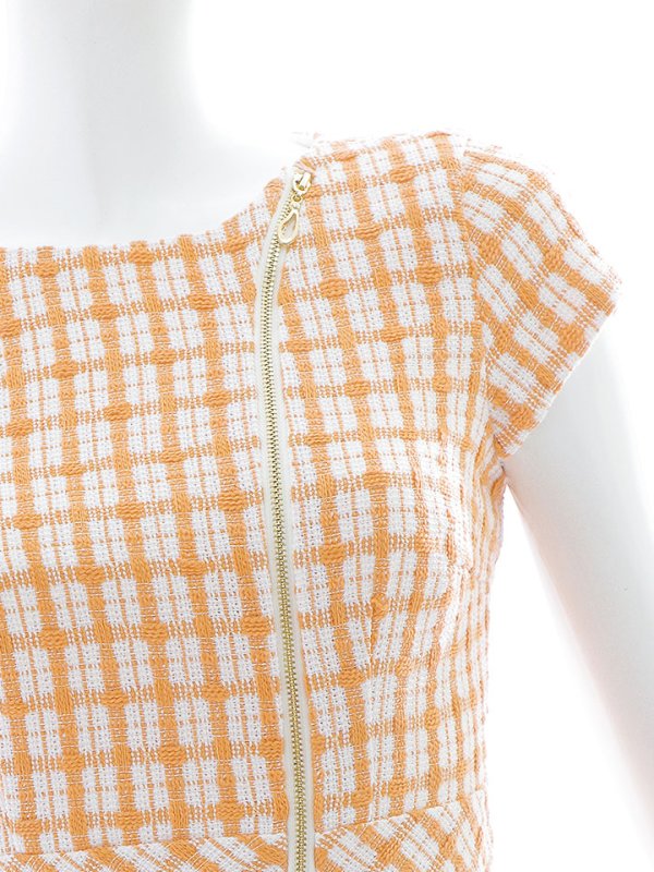 画像20: チェックツイードドレス/ジップアップ/半袖/ミニドレス/キャバドレス【XS-Mサイズ/1カラー】[OF03] 【YN】dzw