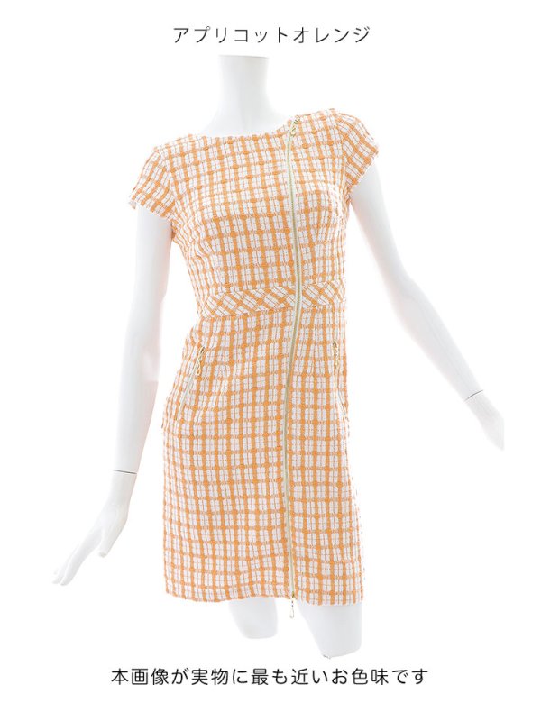 画像18: チェックツイードドレス/ジップアップ/半袖/ミニドレス/キャバドレス【XS-Mサイズ/1カラー】[OF03] 【YN】dzw