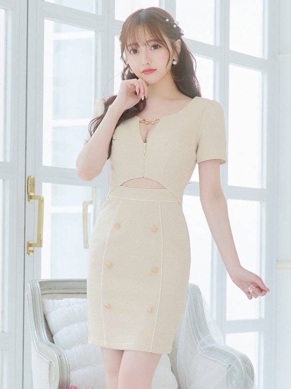 画像10: 新色&新サイズ登場!ワッフル/チェーン/ジップアップ/ボタン/谷間見せ/背中隠し/ミニドレス/キャバドレス【XS-XLサイズ/8カラー】[OF03-X] 【YN】dzw