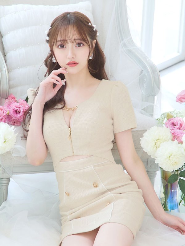 画像27: 新色&新サイズ登場!ワッフル/チェーン/ジップアップ/ボタン/谷間見せ/背中隠し/ミニドレス/キャバドレス【XS-XLサイズ/8カラー】[OF03-X] 【YN】dzw