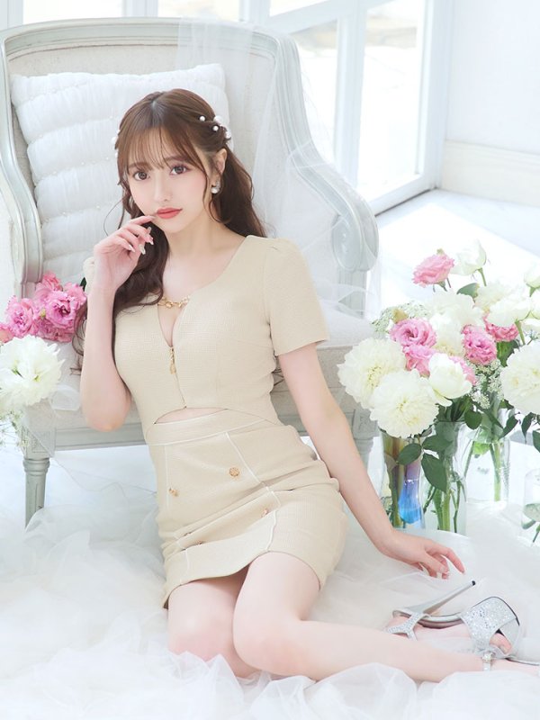 画像14: 新色&新サイズ登場!ワッフル/チェーン/ジップアップ/ボタン/谷間見せ/背中隠し/ミニドレス/キャバドレス【XS-XLサイズ/8カラー】[OF03-X] 【YN】dzw