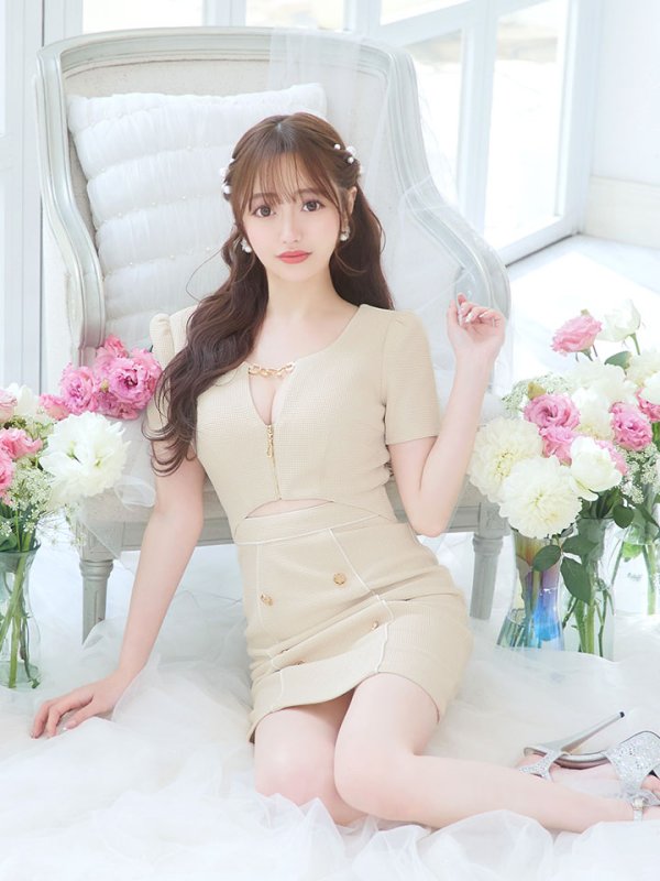 画像25: 新色&新サイズ登場!ワッフル/チェーン/ジップアップ/ボタン/谷間見せ/背中隠し/ミニドレス/キャバドレス【XS-XLサイズ/8カラー】[OF03-X] 【YN】dzw