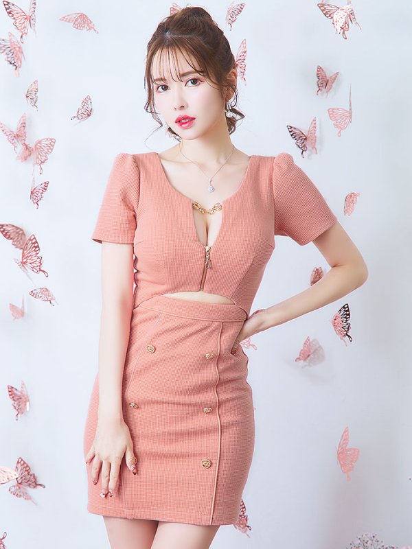 画像10: 新色&新サイズ登場!ワッフル/チェーン/ジップアップ/ボタン/谷間見せ/背中隠し/ミニドレス/キャバドレス【XS-XLサイズ/8カラー】[OF03-X] 【YN】dzw