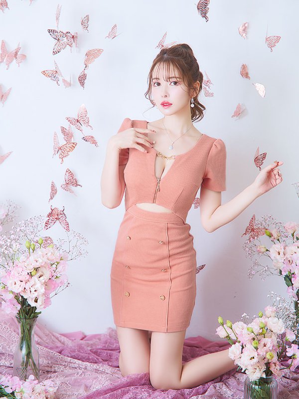 画像31: 新色&新サイズ登場!ワッフル/チェーン/ジップアップ/ボタン/谷間見せ/背中隠し/ミニドレス/キャバドレス【XS-XLサイズ/8カラー】[OF03-X] 【YN】dzw